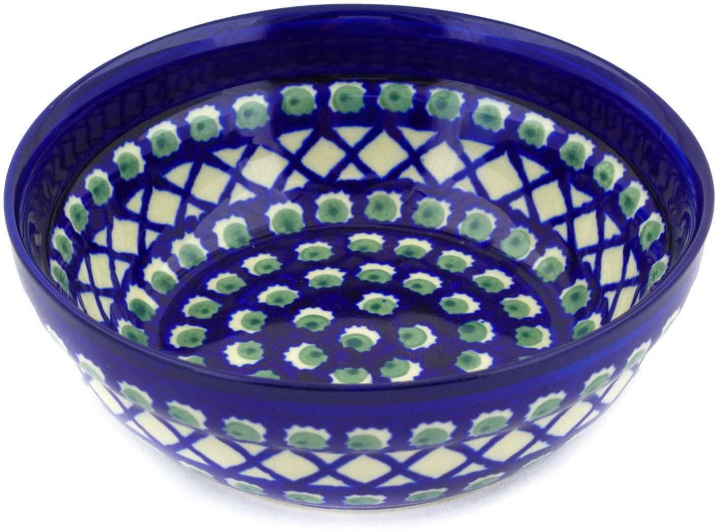 Polish Pottery Bowl 6" Ceramika Artystyczna Emerald Peacock 