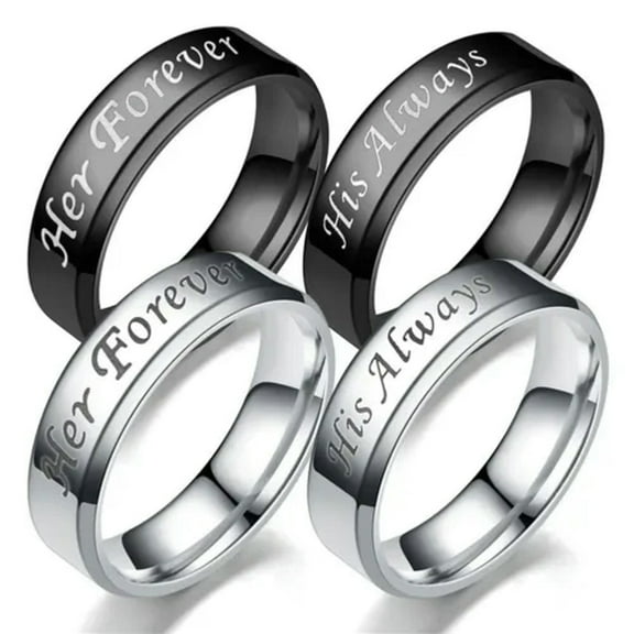 GKNET His Always Her Forever Engagement Ring Gift Women Titanium Steel Ring/-man-silver-10