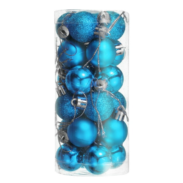 24Pcs 1.1' Bolas de Navidad Unique Bargains Conjunto de Bolas colgantes para árbol de Navidad decoración navideña Azul