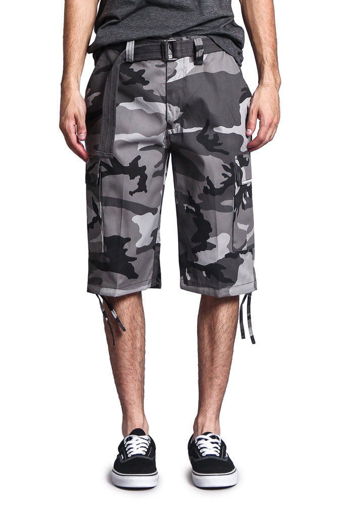 G-Style USA Mens Belted Camo Cargo Shorts 