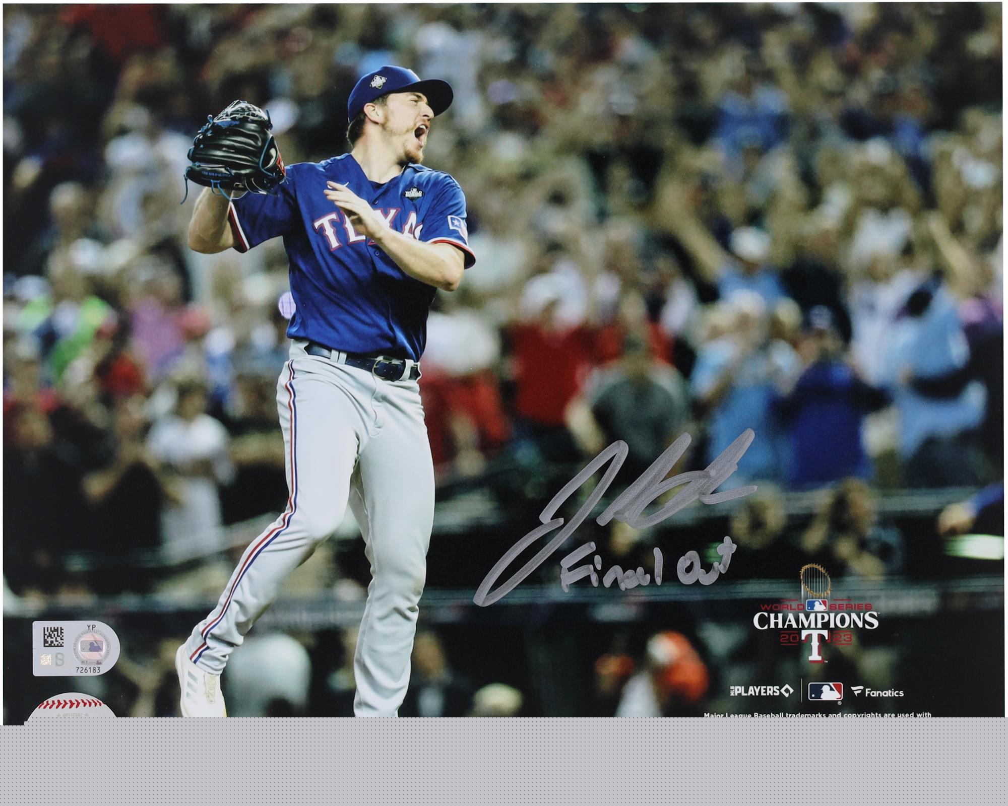 Josh Sborz Texas Rangers 2023 MLB World Series Champions Autographed 8" x 10" Final Out Photograph with "Final Out" Inscription - Fanatics Authentic Certified