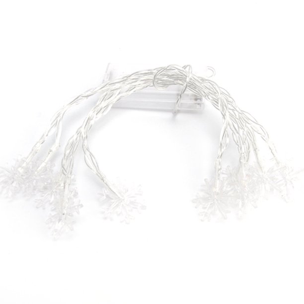 Luces navideñas, cadena de luces con forma de copo de nieve a batería de 20 pies y 40 LED para jardín y dormitorio