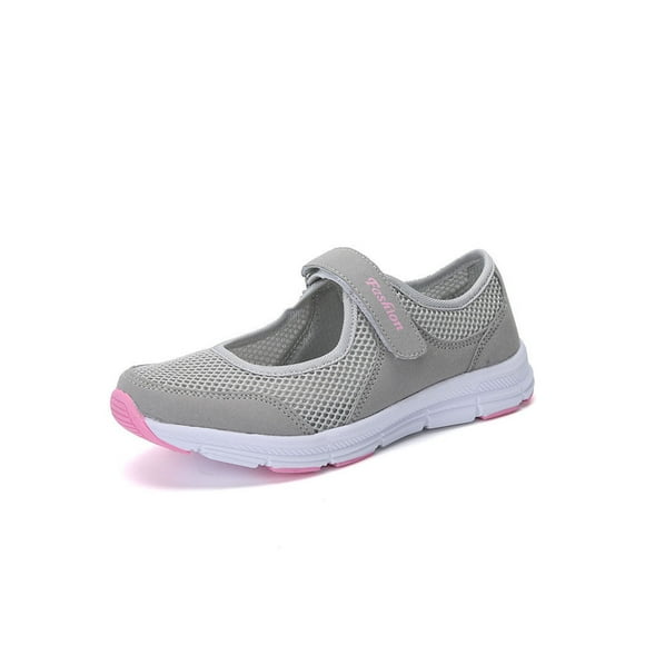 UKAP Women's Casual Shoe Low Top Walking Shoes Magic Tape Flats Sport Mary Jane Sneakers Nonslip Light Gray 11