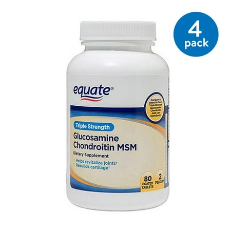 - (2 Pack) Equate Triple Strength Glucosamine Chondroitin MSM Tablets, 80 Ct, Twin Pack (4 Bottles Total)