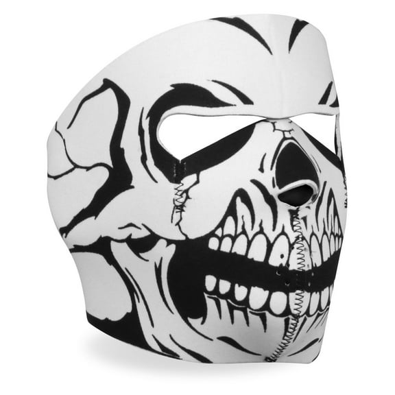 Hot Leathers FMA1012 Black and White Skull Neoprene Face Mask One Size