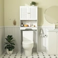 thumbnail image 6 of Bathroom Organizer Over Toilet, Storage Cabinet Over Toilet, Wooden Bathroom Space Saver Standing Behind Toilet, Free Standing Bathroom Shelf Over Toilet, Louvered Fan, White, 6 of 9