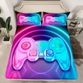 thumbnail image 2 of Manfei Teens Video Game Twin Sheet Sets,Console Game Lover Twin Fitted Sheet,Gradient Pink Blue Flat Sheet For Kids,Microfiber Bedroom Decor,3 Pieces, 2 of 7