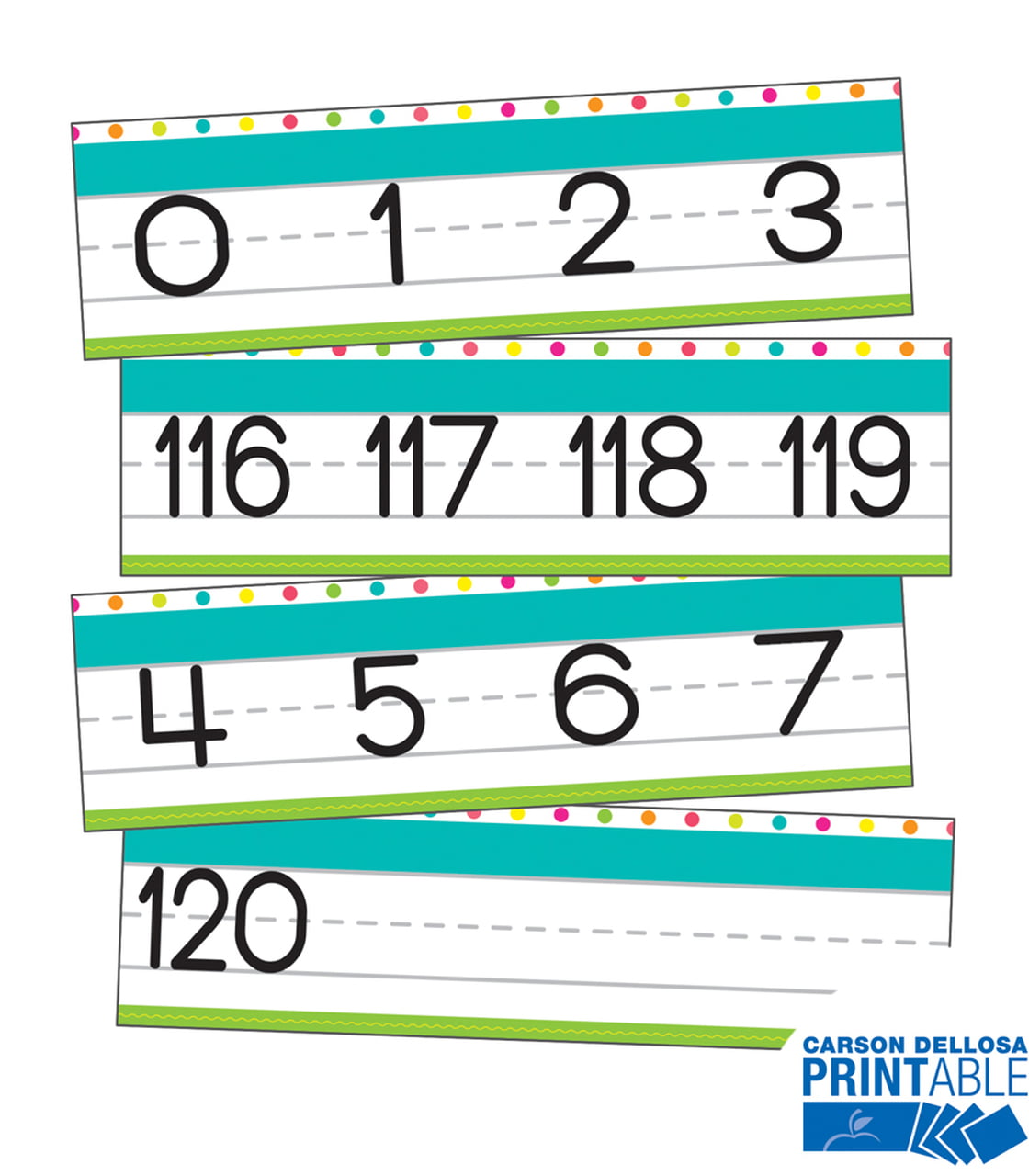 Simply Stylish Tropical Number Line 0120 Printable Bulletin Board Set
