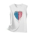 thumbnail image 4 of Wycnly 4th of July Tank Top for Women Comfy Loose Fit Independence Day Patriotic Vest Shirts Summer Heart US Flag Print Round Neck Sleeveless Fashion Blouses White xl, 4 of 5