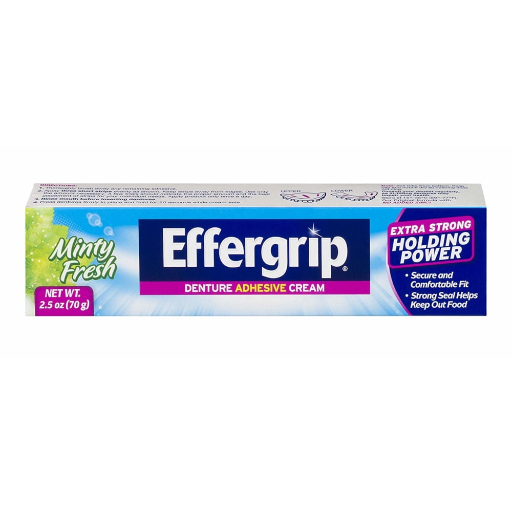 4 Pack Effergrip Extra Strong Denture Adhesive Cream Zinc Free 2.5oz Each