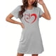 thumbnail image 5 of Camisón corto de talla grande para mujer, camisón de manga corta con estampado de pecho a la moda, camisón para mujer, 5 of 5