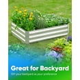 thumbnail image 4 of Quictent 4x3x1 ft Galvanized Steel Raised Garden Bed Planter Box with Tomato Cage Silver, 4 of 10