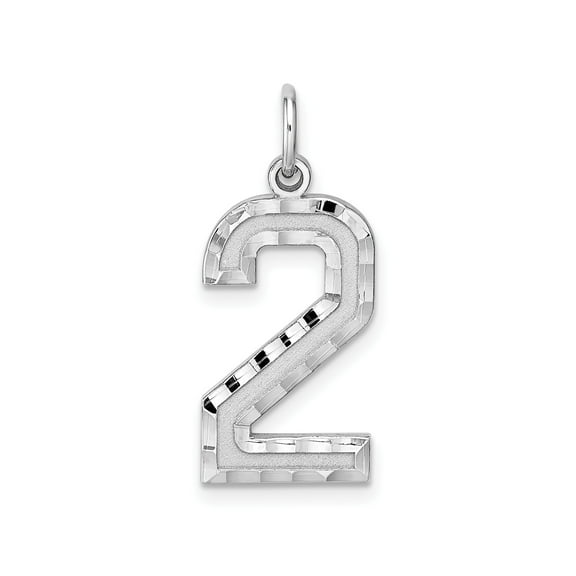 Sterling Silver Number 2 Pendant Charm with Diamond Cut Polished Finish for Necklace or Bracelet, Unisex Numeric Jewelry for Birthdays, Jerseys, Lucky Numbers, Special Dates