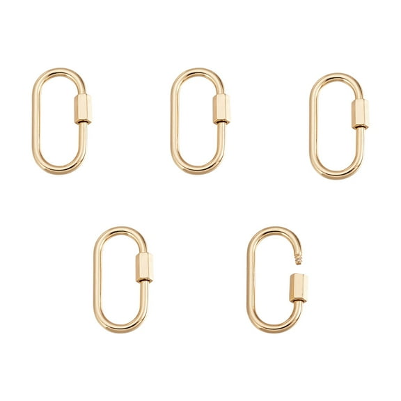 5 pc Brass Screw Carabiner Lock Charms for Necklaces Making Quick Links Oval Golden 25x13x4mm Screw: 6x4mm