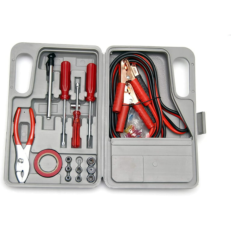Roadside Emergency Car Kit - 55-Piece Car Accessories Set Includes Jumper  Cables, Tools, Gloves, First Aid Kit, and Case by Stalwart