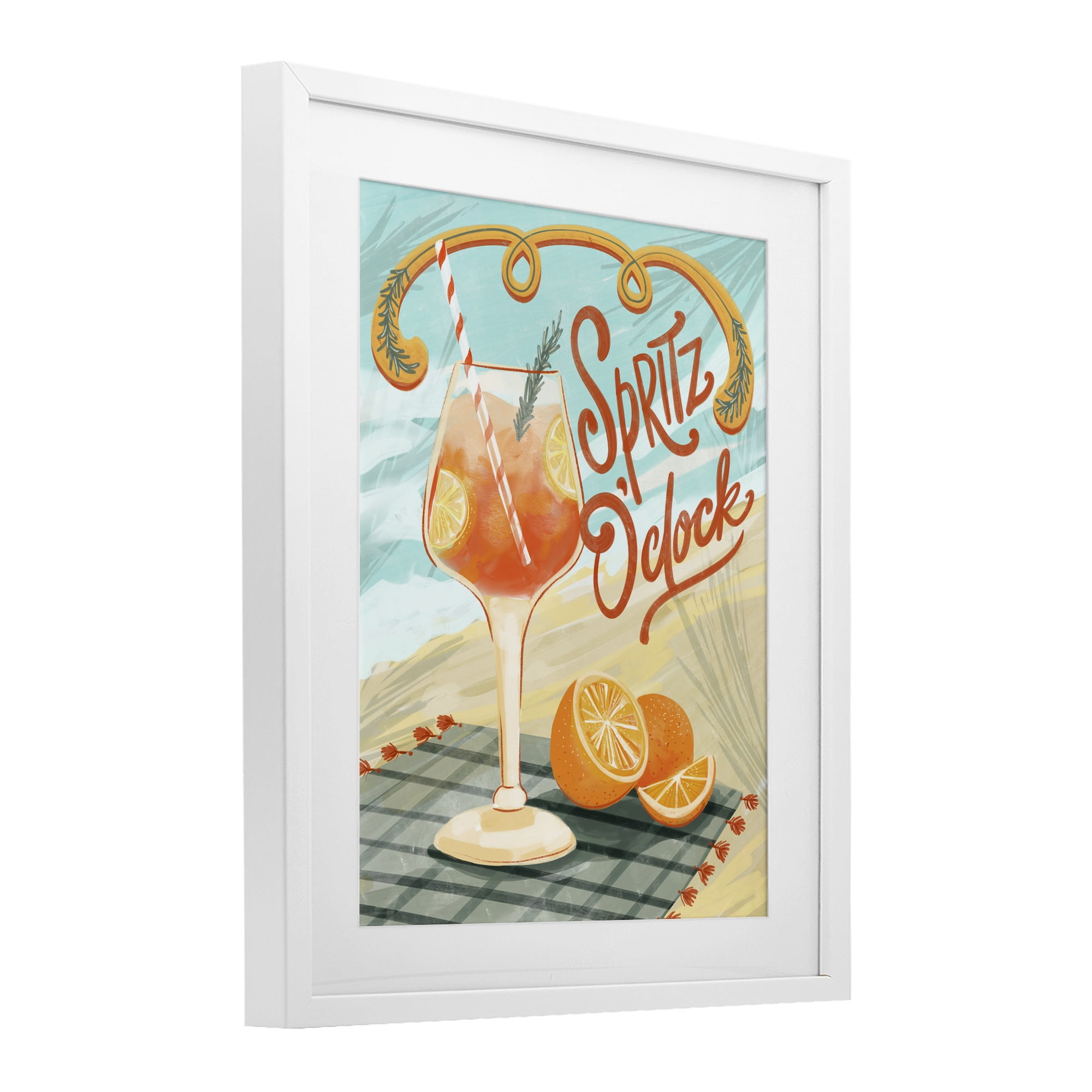 Stupell Industries Spritz O'Clock Citrus Cocktail White Framed Print Under Glass, design by Connie Summers