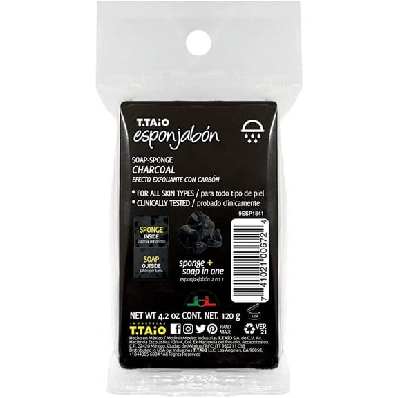 T.TAiO Esponjabon Charcoal Soap Sponge. 1 Box