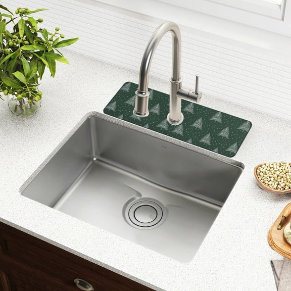 Yayeee Faucet Mat for Kitchen Sink 14.7" Diatomite Long Splash Guard Pad, New Year Tree Pattern