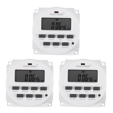 

Sinotimer 3X Tm618H-2 220V Ac Digital Time Switch Output Voltage 220V 7 Day Weekly Programmable Timer Switch for Lights