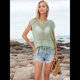 thumbnail image 4 of Top Corto de de Ganchillo con Borlas para Mujer, Sexy, de Corta, de Rejilla Transparente. Verde L, 4 of 9