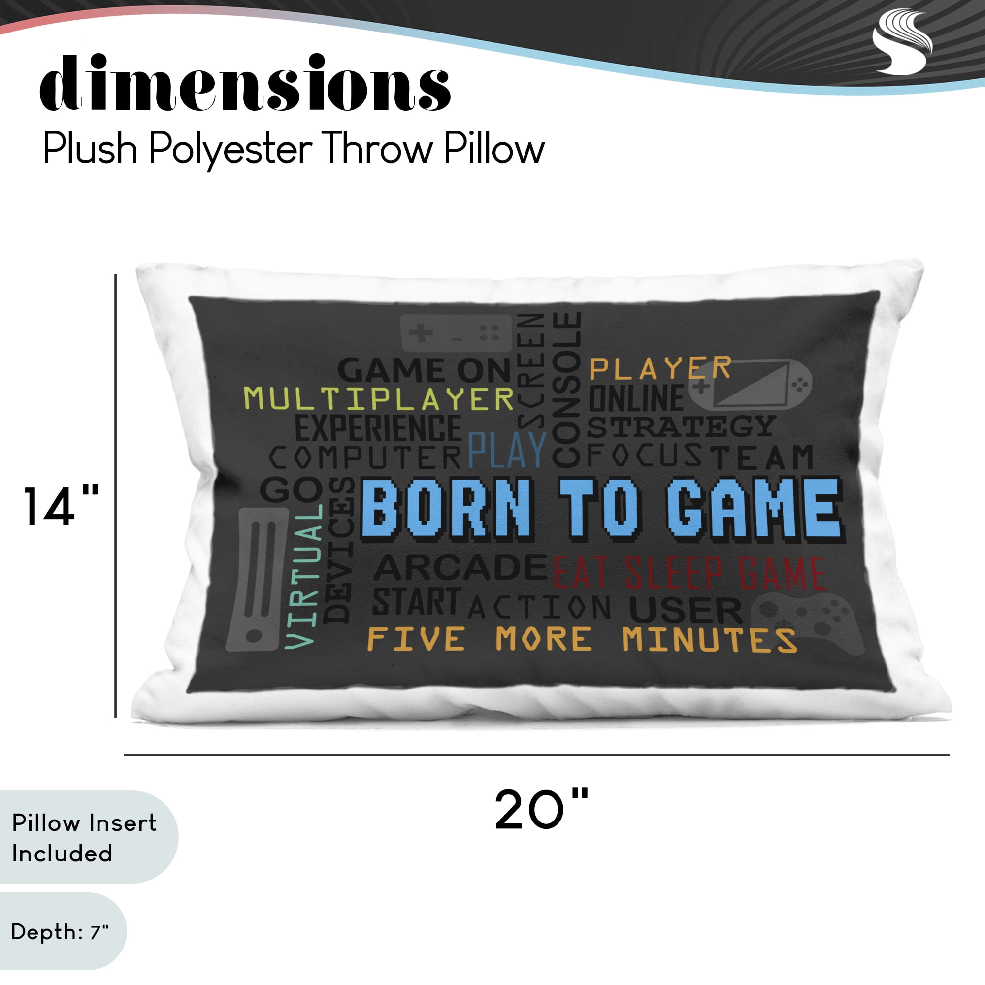 Stupell Industries Born To Game Arcade Decorative Printed Throw Pillow, design by Kim Allen