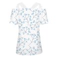 thumbnail image 4 of Puntoco 2024, tops a la moda de verano para mujer, tops informales con hombros descubiertos y encaje, tops de manga corta de ajuste Regular, tops con cuello en V, 4 of 4