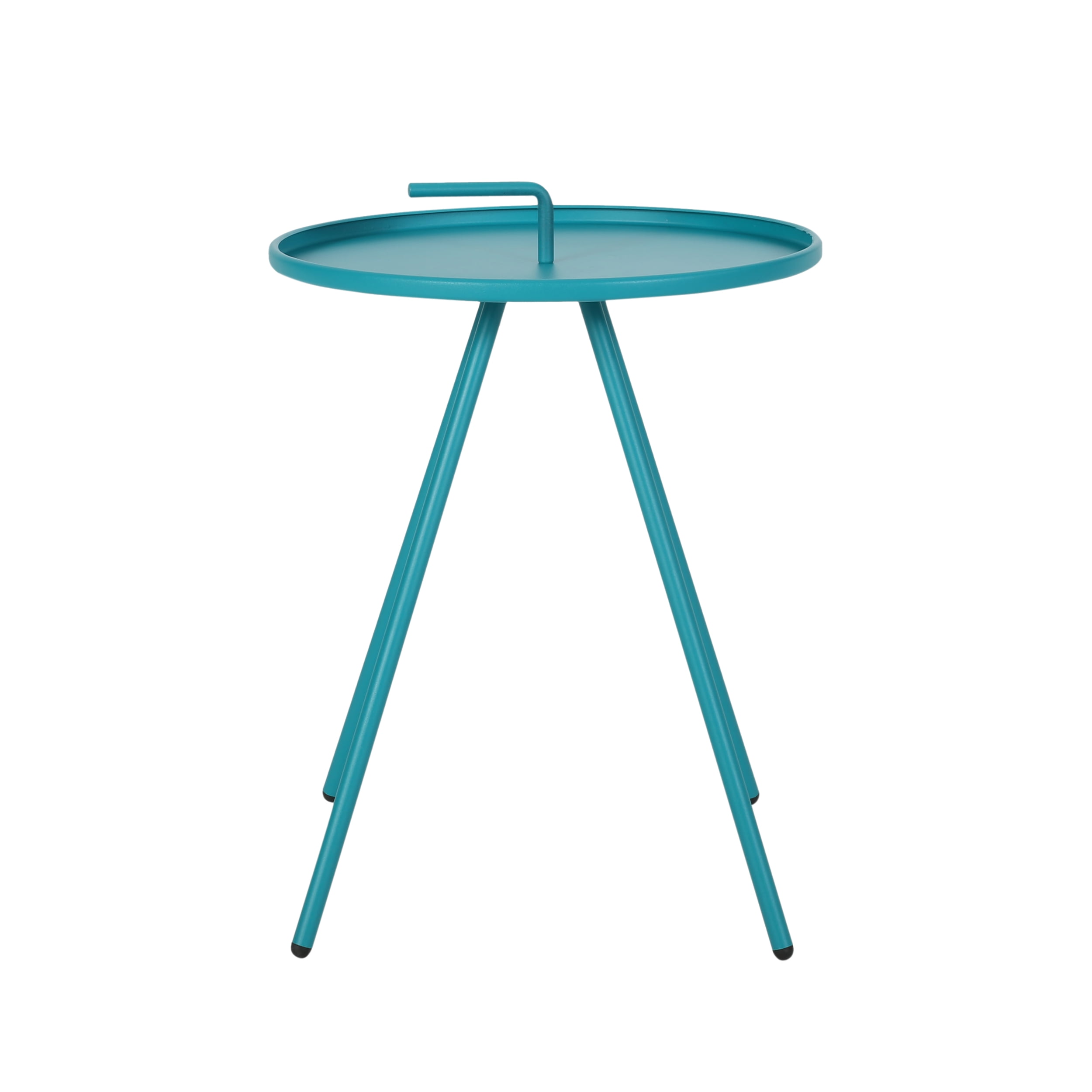 Armani Outdoor Modern 16.5" Side Table with Steel Legs, Teal