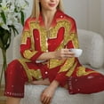 thumbnail image 6 of Salouo Happy New Year 2025 F Pattern Women's Pajamas Set Long Sleeve Button Down Sleepwear Soft Pj Lounge Sets for women 2 Piece Pjs Set with Long Pants-X-Large, 6 of 7