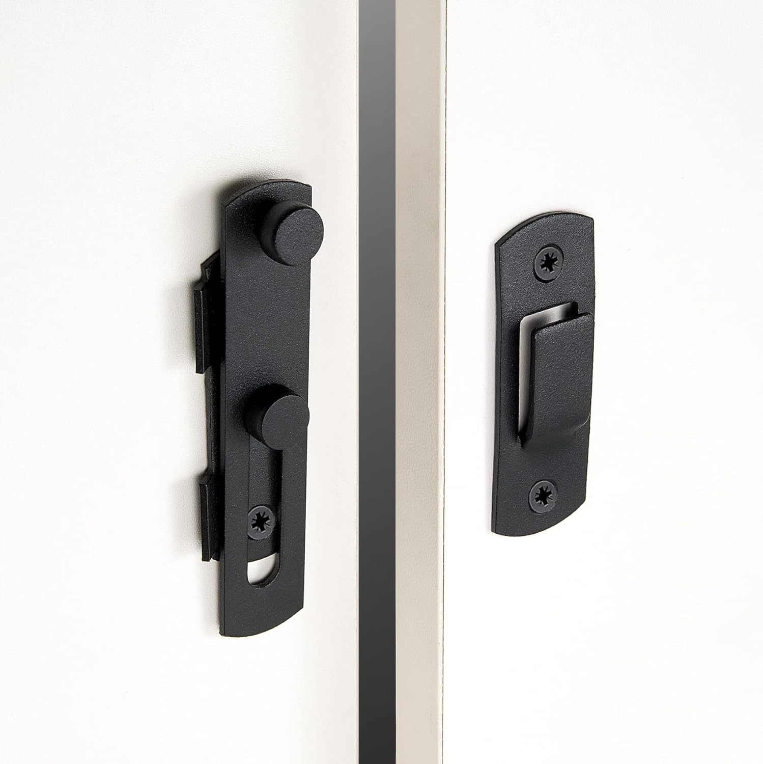 Heavy Duty Barn Door Latch Lock - 2 Pack, Zinc Alloy Top-of-Door Hook For Bathroom, Kids Safety (White)