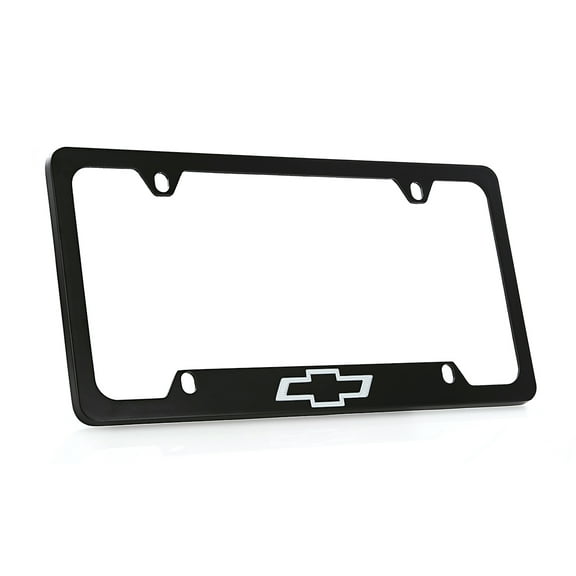 Chevrolet Logo Black Metal License Plate Frame Holder