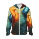 thumbnail image 1 of Fotbe Red And Blue Fire Peacock Chaqueta con Protección Solar UPF 50+ para Hombre y Mujer, Camisa con Capucha y Bolsillos-Medium, 1 of 7