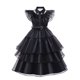 thumbnail image 3 of Addams-Disfraz de Cosplay para niña, vestido de malla de película, vestidos de fiesta para niña, Disfraces de Halloween, 4-12 años, 3 of 5