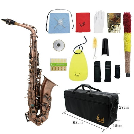 LADE Alto Saxophone Set Professional Red Bronze Bend Eb E-flat Alto (Best Professional Alto Saxophone)