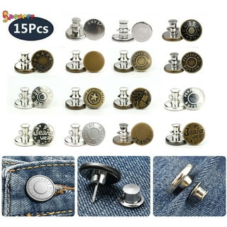 ICEYLI 17mm Replacement Jeans Buttons, 24 Sets Perfect Fit Instant  Adjustable Pants Button,No-Sew Nailess Removable Metal Buttons Replacement  Repair