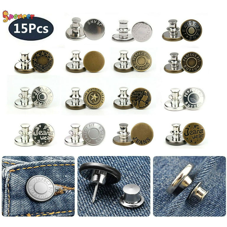 10 Pcs/Set Replacement Buttons,Button pins for Jeans, No Sew and
