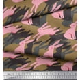 thumbnail image 2 of Soimoi Brown Rayon Crepe Fabric Bunny Rabbit Animal Print Fabric by the Yard 46 Inch Wide, 2 of 3