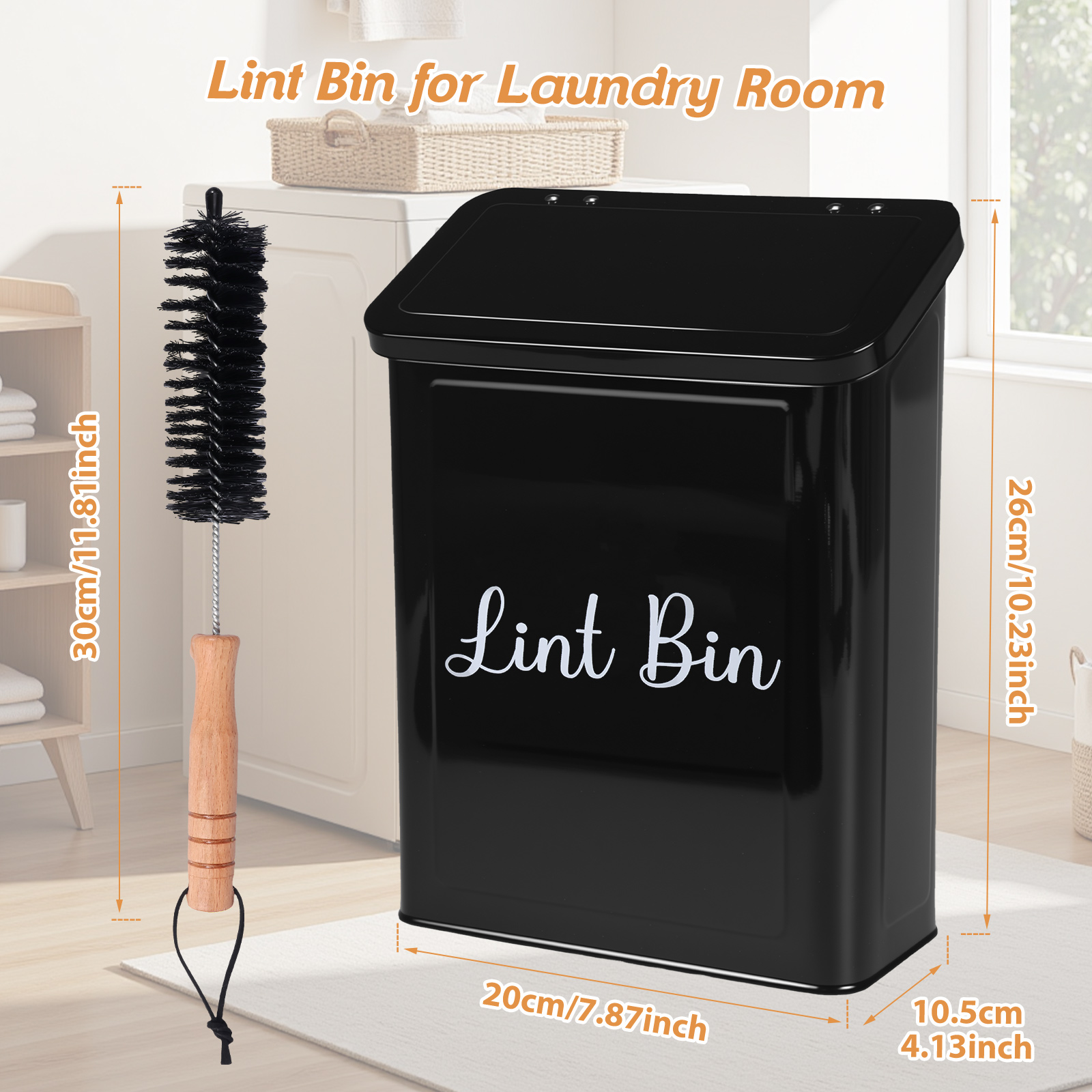 Threns Magnetic Lint Bin Holder with Lid Multipurpose Lint Storage Box Space Saving Container for Laundry Room Organization Decor