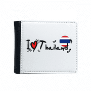 I Love Thailand Word Flag Love Heart Illustration Flip Bifold Faux Leather Wallet  Multi-Function Card Purse