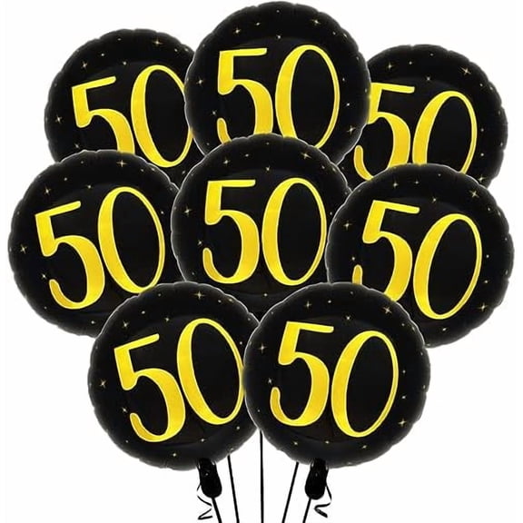 50th Birthday Balloons Mens 50th Birthday Decorations Black and Gold Foil 50 Anniversary Pary Decorations 8 Count$$Electronics Accessories