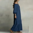 thumbnail image 3 of Maxi Dresses for Women Off Shoulder Puff Sleeve Ruffle Tiered Linen Vacation Summer Long Dress with Pockets (3XL, Navy), 3 of 6