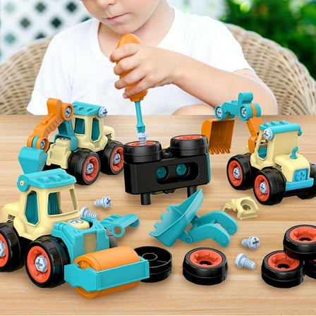 ABPWLY Toys 4Pack Construction Truck Toys Educational Take Trucks, Engineering Car Toys for Boys 2 3 4 5 6 Year Old Birthday Gift Kids Toys