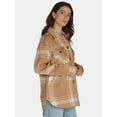 thumbnail image 2 of Time and Tru Women's Plaid Button Front Shacket, XS-XXXL, 2 of 5