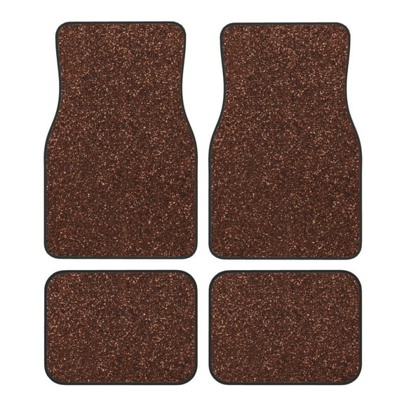 Naloa Dark Brown Glitter Car Foot Mat Set of 4 Pieces - Universal Floor Liner Neoprene Full Set Floor Mats for Cars Trucks SUV