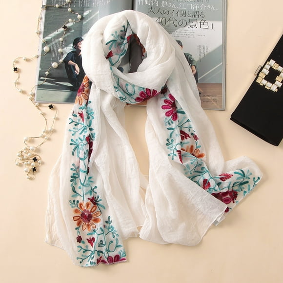 Up to 65% off Women's Scarf Embroidery Pashmina Cotton Shawls Floral Bandana Scarves Fashionable Scarf on Clearance