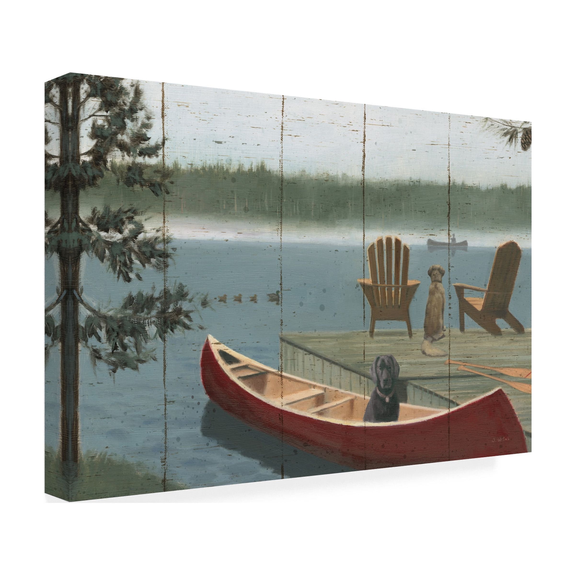 James Wiens 'Lodge Trail no Cabin and Geese' Canvas Art