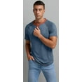 thumbnail image 6 of JWD Classic henley style Three button henley closure, Mens Henley Short Sleeve T-Shirt Cotton Casual Shirt Mens ShirtsSummer Daily T-Shirts Blue XL, 6 of 7