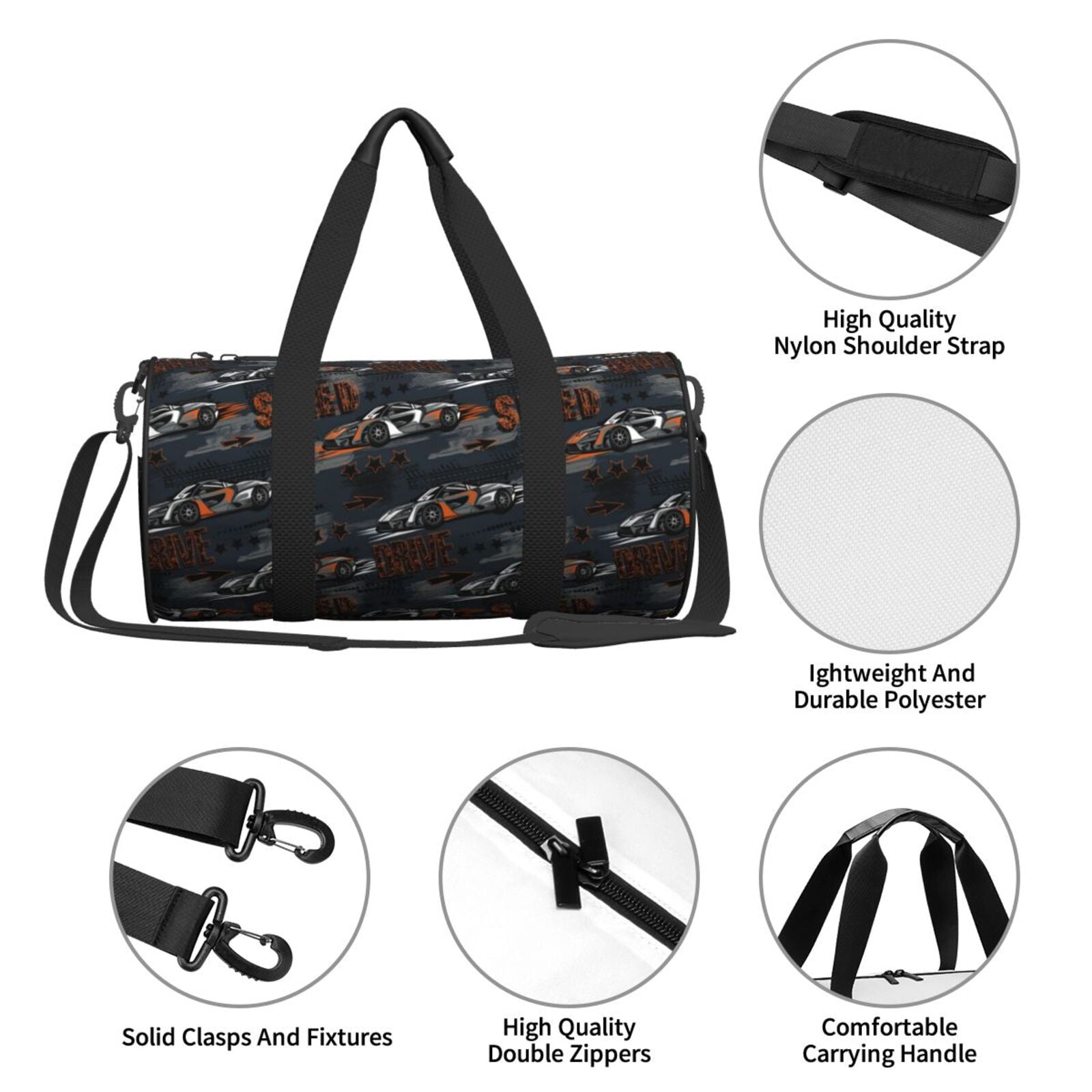 Defioc Cool Sports Car for Travel Duffle Bag,Weekender Bag Carry On Tote Bags Hospital Bag Large Capacity Sport Gym Bag for Men Women Fit for Trave, Gym,Weekend