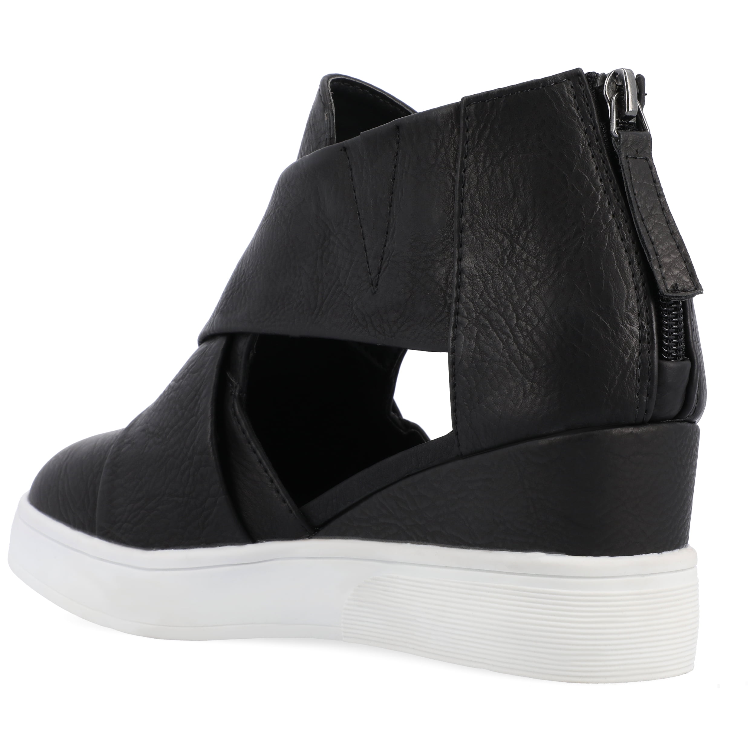 Journee Womens Seena Round Toe Back Heel Zip Wedge Sneakers
