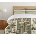 thumbnail image 4 of Ambesonne Sage Duvet Cover Set, Neutral Chrysanthemums Stripes, King, Pale Tan and Reseda Green, 4 of 4