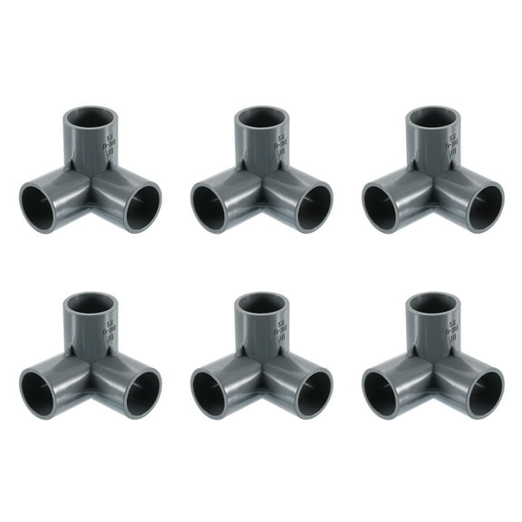 3/4" Fittings, 6Pcs 3 Way Elbow Connector Elbow Corner Fitting, Grey